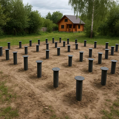 Свайный фундамент под дом 9×12 (буронабивные)